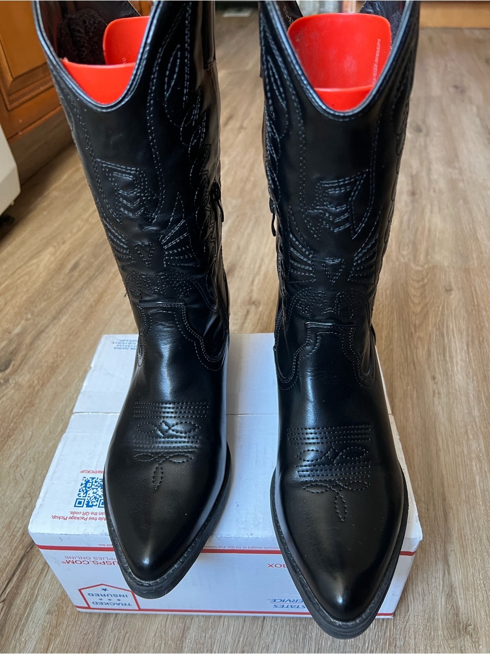 Elara Black Tall Cowboy Boots Zipper Women's 9.5 10 EU 41